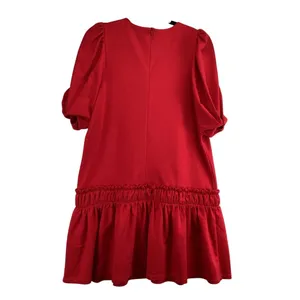 English Factory Red Dress Size Large Puff‎ Sleeve Mini Ruffle Hem stretch thumbnail 6