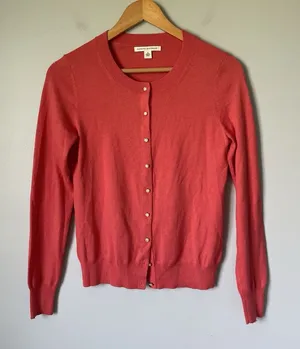 Banana Republic Vintage Silk Blend Knit Cardigan Sweater Peach Pink Size Small thumbnail 1