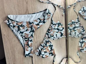Abercrombie Green & Peach Floral Bikini thumbnail 2