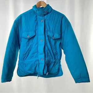 Vintage 90's‎ Nylon Cinch Waist Coat in Blue Size Small thumbnail 1