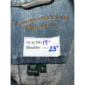 Lauren Jeans Co‎ Denim Jacket Distressed Light Wash Button Front Women's M thumbnail 2