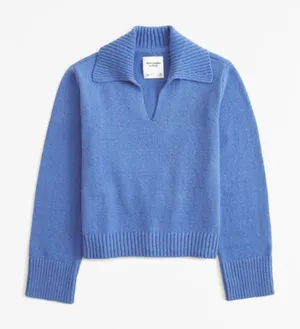 ABERCROMBIE & FITCH Duke Collared Sweater Blue Small‎ thumbnail 1