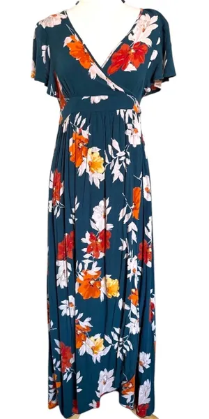 Patrons of Peace Floral Faux-Wrap Maxi Dress size M thumbnail 1
