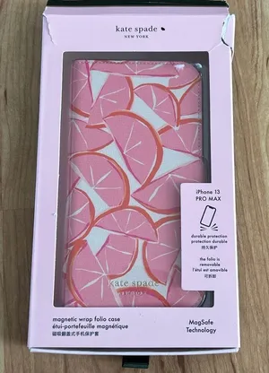 Kate Spade Grapefruit iPhone 13 Pro Max Magnetic Folio Case new NO INSIDE CASE thumbnail 1