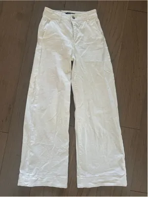 Women's BCBGeneration White Trouser Wide Leg Ankle Pants Size 0 thumbnail 1