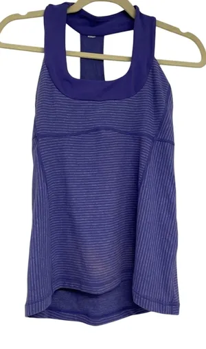Lululemon Purple Striped T Back Tank Top Womens 8 Athletic Gorpcore Shirt Gym thumbnail 1