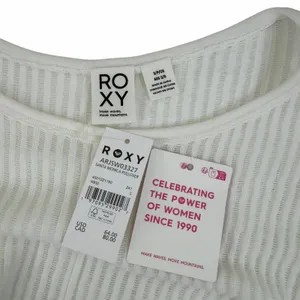 New Roxy Santa Monica Pullover Sweater White Open Knit Cotton High Low Size S thumbnail 3