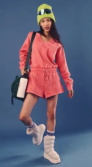 NWT FREE PEOPLE Movement Intercept Romper - Hibiscus $128MSRP thumbnail 1
