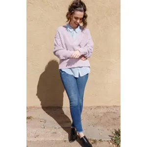 Free People Purple Coco V Neck Knit Sweater thumbnail 5