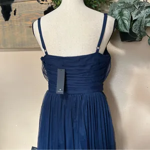 Exemplary Aura Navy Tulle Surplice Midi Dress thumbnail 7