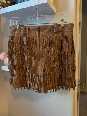 Brown Fringe Skirt Size L thumbnail 2
