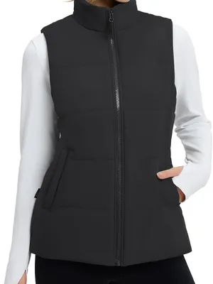 Baleaf Women's Black Quilted Puffer Vest with Stand Collar thumbnail 2