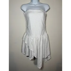 Free People FP Beach Strapless Asymmetrical Mini Dress White Festival Boho XS thumbnail 2