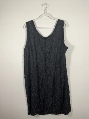 Scala Vintage Black Floral Beaded Sleeveless Midi Dress with Jacket 3X thumbnail 7