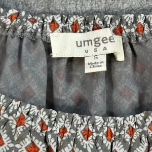 Umgee Drop Waist Off Shoulder Mini Tunic Dress Size Small Crochet Trim Gray Blue thumbnail 3