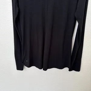 [Zella] Heathered Black Amare Ruched Front V-Neck Long Sleeve T-Shirt Sz Medium thumbnail 6