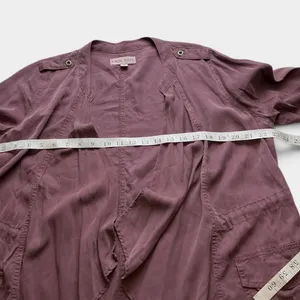 Knox Rose Mauve Utility Jacket Open Front Draped Lyocell Boho Purple Medium thumbnail 6