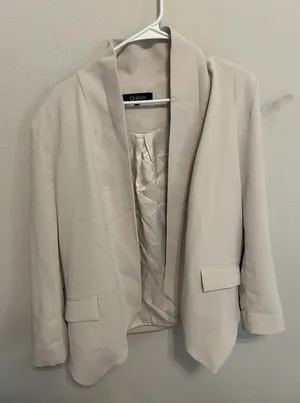 Quince Open Front Blazer Beige Size Small Minimalist Career Chic Sleek Business thumbnail 1