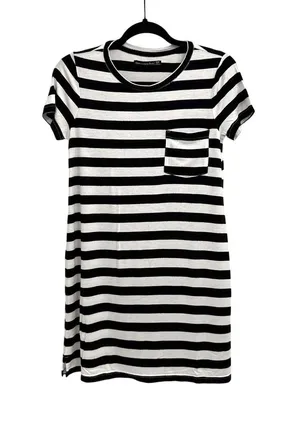 Abercrombie & Fitch Black White Striped Mini Crew Neck T-Shirt Dress Size XS thumbnail 1