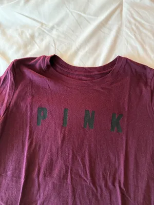 PINK Victoria’s Secret Burgundy T-Shirt Size Small thumbnail 3