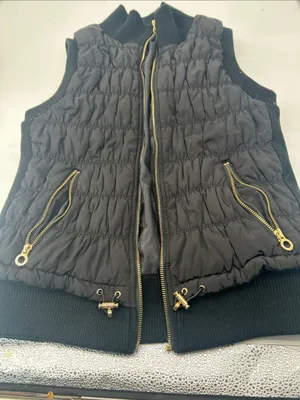 Calvin Klein Women’s Black Quilted Puffer Vest with Gold Accents bust bust 32 length 23 thumbnail 3