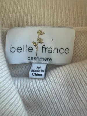 Belle France 100% Cashmere Turtleneck Sweater Cream Ivory Size Medium 2-Ply thumbnail 4