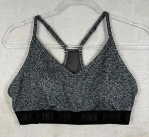 PINK Victoria's Secret Sport Ultimate Lightly Lined Gray Heather Bra‎ Large L G thumbnail 1