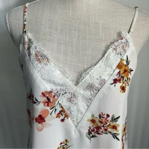 Socialite Cream Floral Lace Cami Tank Top Small thumbnail 5