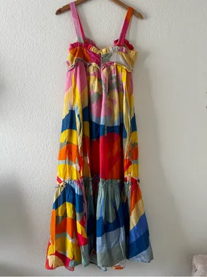 Farm Rio Tropical Sunset Maxi Dress Size small thumbnail 5