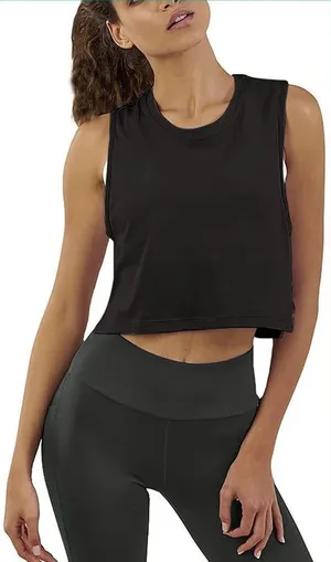 NEW Mippo Womens Workout Crop Tops Cute Sheer Mesh Back Gym Yoga Tank Top S thumbnail 1