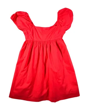 Abound Babydoll Dress Womens Small Red‎ Puff Sleeve Square Neck Cotton Mini thumbnail 1