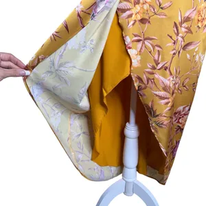 NWOT Express Satin Mustard Yellow Floral Bird Twist Front Tulip Midi Dress Small thumbnail 5