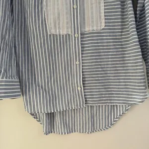 Current/Elliott Rosie Blue Striped Hi-Lo Button-Down Shirt Bib Detail Size 1 Sm thumbnail 2