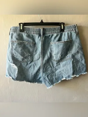 Aerie Daydream Denim Elastic Distressed Shorts Size XL thumbnail 3