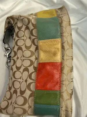 EUC Vintage Coach Gallery Signature Hobo Shoulder Bag with Multicolor Stripe thumbnail 11