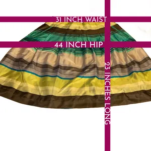 Banana Reppublic Green , Brown & Blue Stripe Silk Round Skirt Nwt (8) thumbnail 11