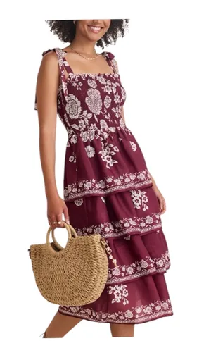 Francesca’s Alice Floral Smocked Tiered Midi Dress - Medium thumbnail 1