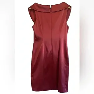 Eliza J Women's Burgundy Shawl‎ Collar Pleated Midi Sheath Party Dress Size 10 thumbnail 3
