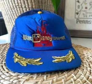 Vintage Walt Disney World Unisex Embroidered Snap Back Hat Blue Red Gold thumbnail 1