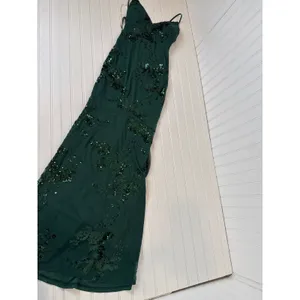 NWT Lulus Valhalla Forest Green Sequin Lace-Up Maxi Dress Glam Holiday Size M thumbnail 2