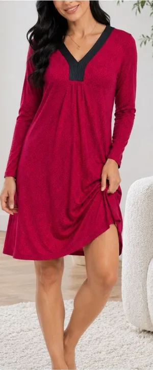 Apt 9 | Intimates Pink & Black Lounge Sleep Long Sleeve Sleep Dress (size M) thumbnail 1