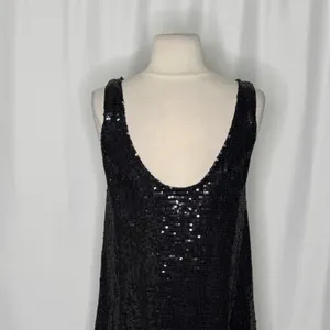 FREE PEOPLE Black Sequin Shift Mini Dress Scoop Back Party Cocktail Size 2 thumbnail 8
