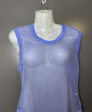 Free People Mesh Tank Top Womens Small Purple Sleeveless Sheer Fishnet Festival thumbnail 1