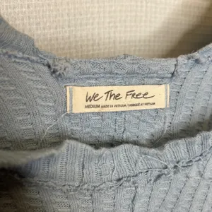 We The Free Free People Light Blue Waffle Knit‎ Slouchy Thermal Top Medium thumbnail 5