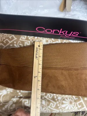 Corkys Tall Hey there Chestnut Suede-Look Ribbed Back Heeled Boots thumbnail 8