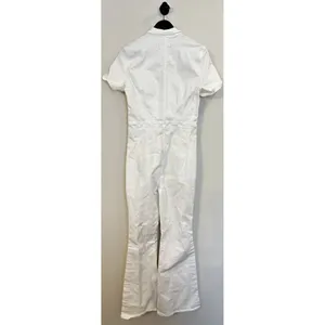 FREE PEOPLE Jayde Denim Flared Jumpsuit in Pure White Size Large thumbnail 8