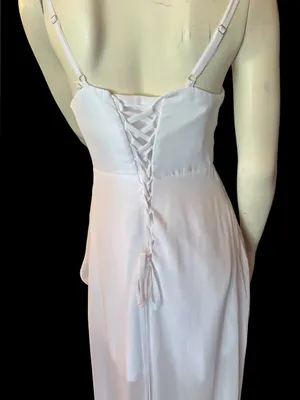 INEWER Cowl Neck High Low Chiffon Ruched Maxi Gown White Size 6 NWT thumbnail 5
