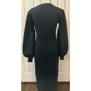 Lulus NWT Sweater Dress Sz MED Rhapsodize‎ Emerald Green Balloon Sleeve Bodycon thumbnail 2