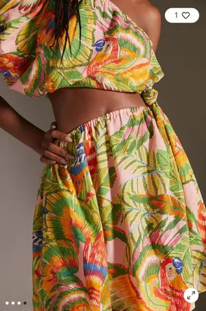 Farm Rio One-Shoulder Mini Dress Macaw Leaves thumbnail 3