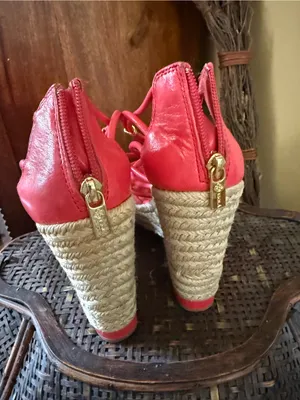 Isola Bright Pink Strappy Espadrille Wedge Sandals thumbnail 4